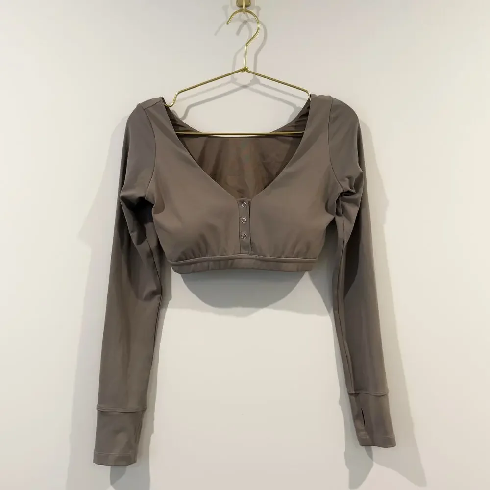 Agent84 Kona Long Sleeve Henley Crop Buttersoft in Clay Sz. S/M - Picture 2 of 5